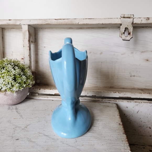 Camark Pottery 404 Blue Double Handle Trophy Vase- 1930s Retro Pottery- Art Deco - Picture 3 of 10